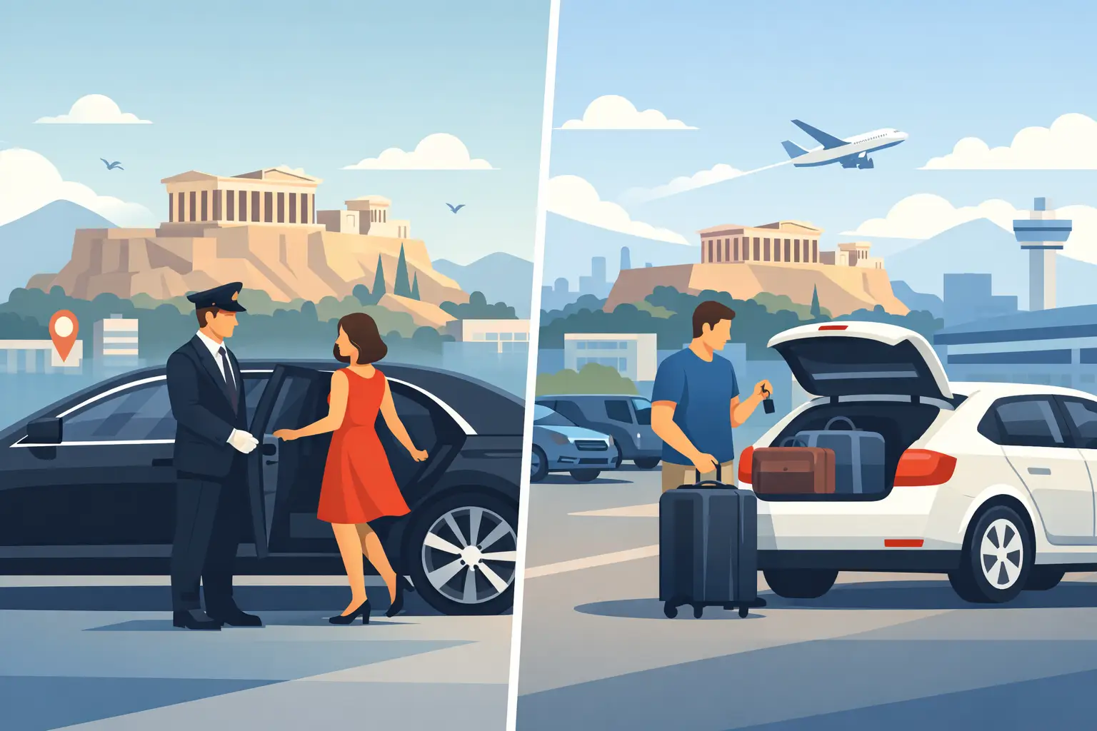 Chauffeur Service vs Car Rental in Athens